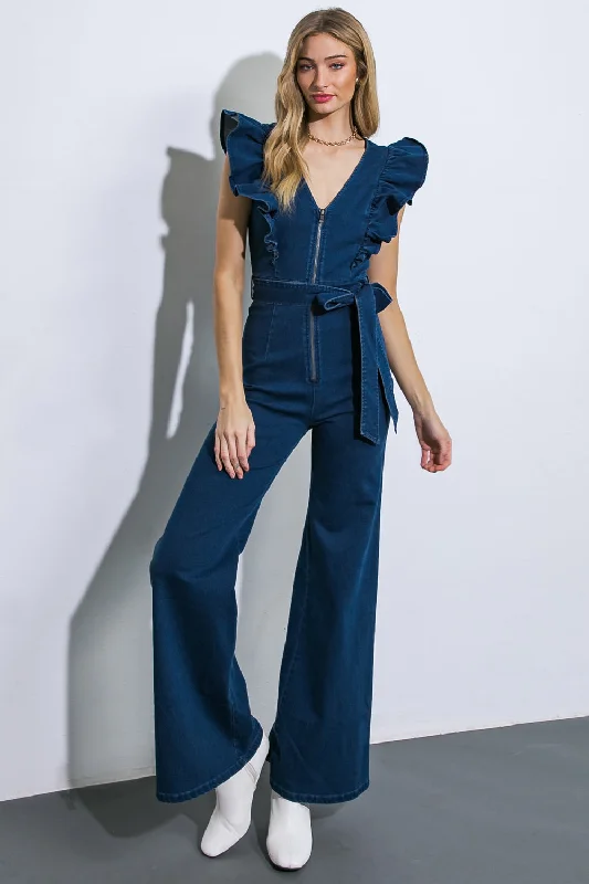 RUNNING ON LOVE DENIM JUMPSUIT