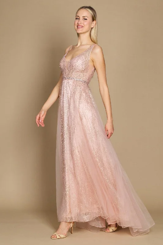 Long Formal Prom Rose Gold Dress