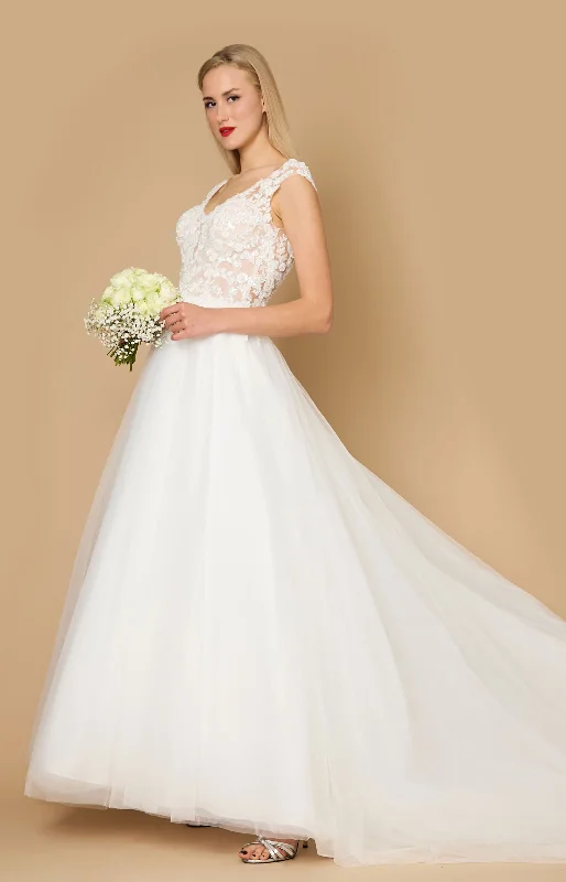 Long Thick Straps Lace Wedding Dress