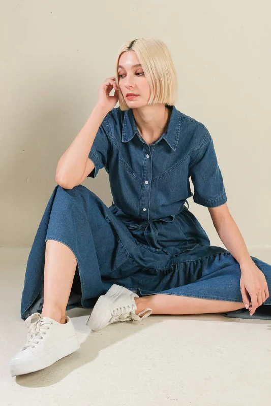 ABSOLUTE EDGE DENIM MIDI DRESS