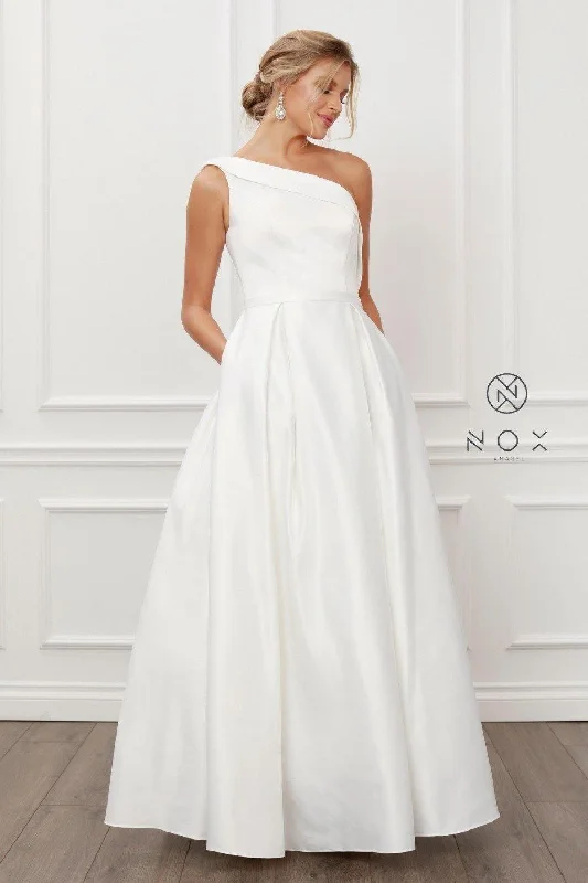 White 6 Nox Anabel Long White Wedding Dress Sale