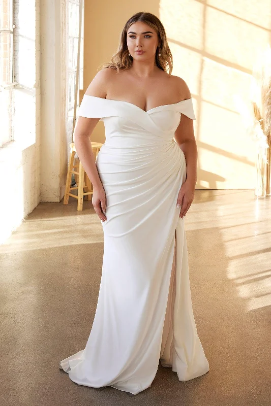 Cinderella Divine CD930C Off Shoulder Plus Size Wedding Dress