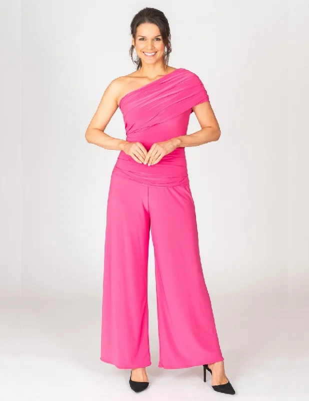 RHODIUM ONE SHOULDER JUMPSUIT (HOT PINK)