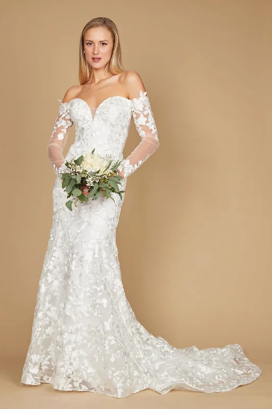 Lace Long Off Shoulder Mermaid Wedding Dress