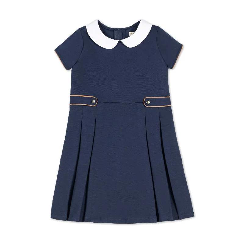 Pleated Ponte Dress with Collar - Baby