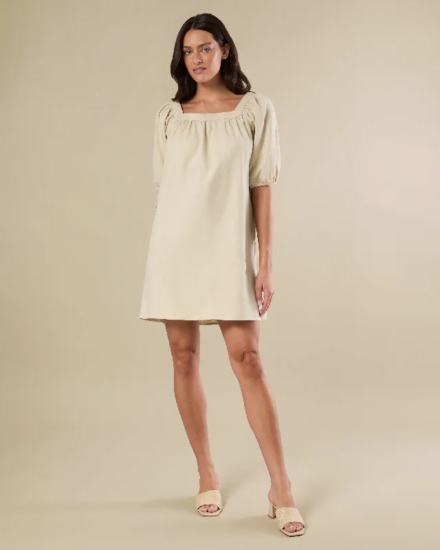 Puff Sleeve Shift Dress