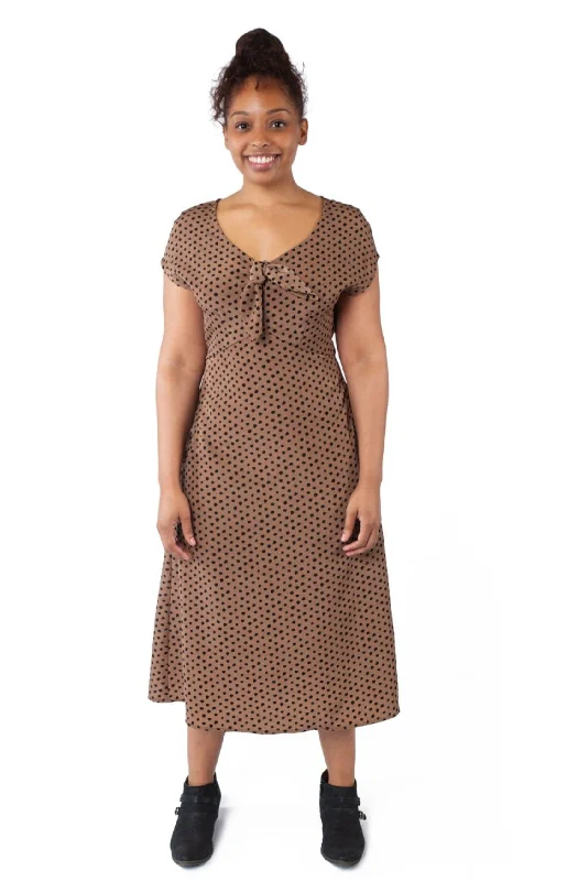 Tatiana Dress in Mocha Dot