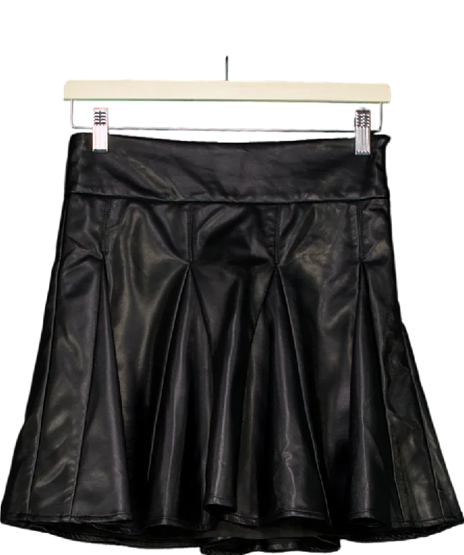 Karen Millen Black Faux Leather Flippy Mini Skirt UK 8