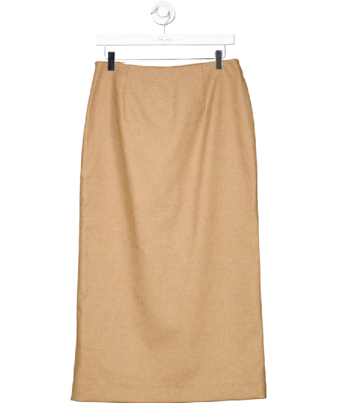 Massimo Dutti Beige Wool Blend Long Skirt UK 12