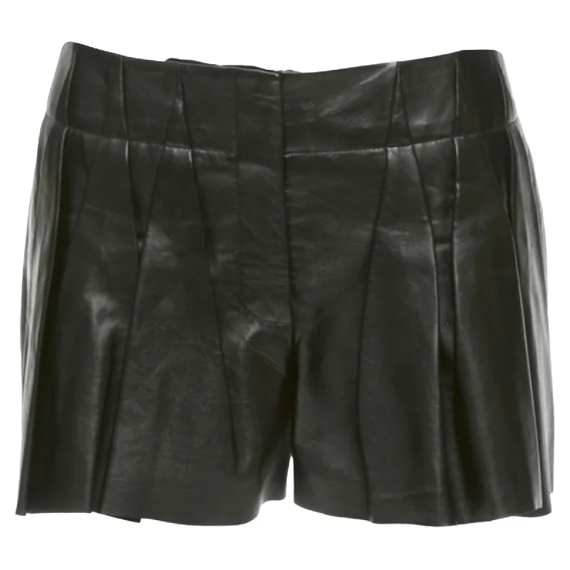 Alexander Wang Lambskin Leather Pleated Front Shorts