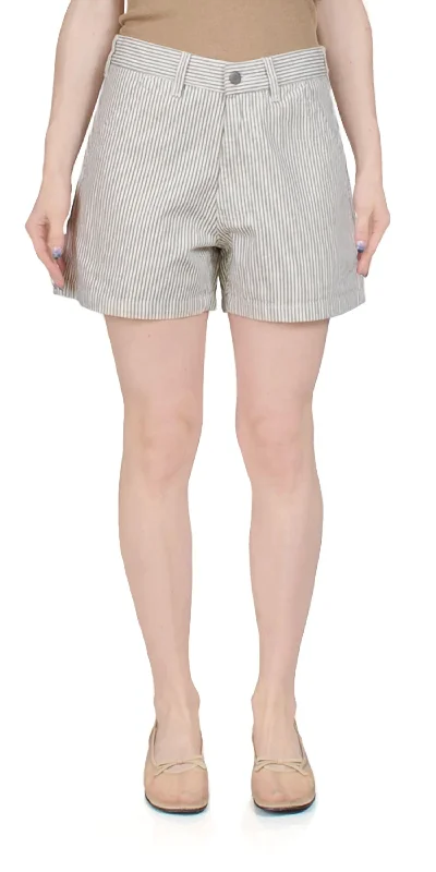 Carpenter Striped Cotton Shorts In Grey