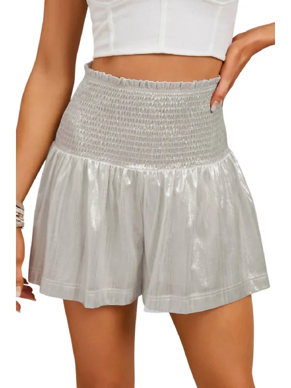 Madeline Metallic Shorts In Silver