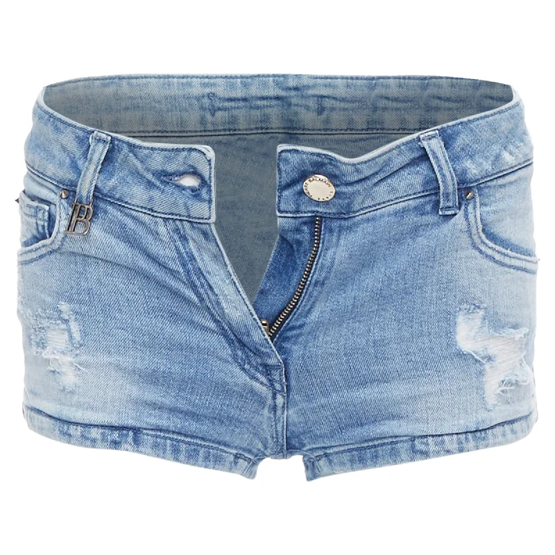 Pierre Balmain Distressed Washed B Logo Charm Hot Shorts