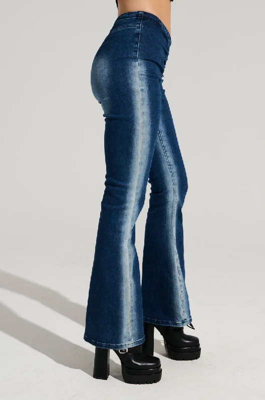 CINCHED UP DENIM PANT IN MEDIUM BLUE DENIM