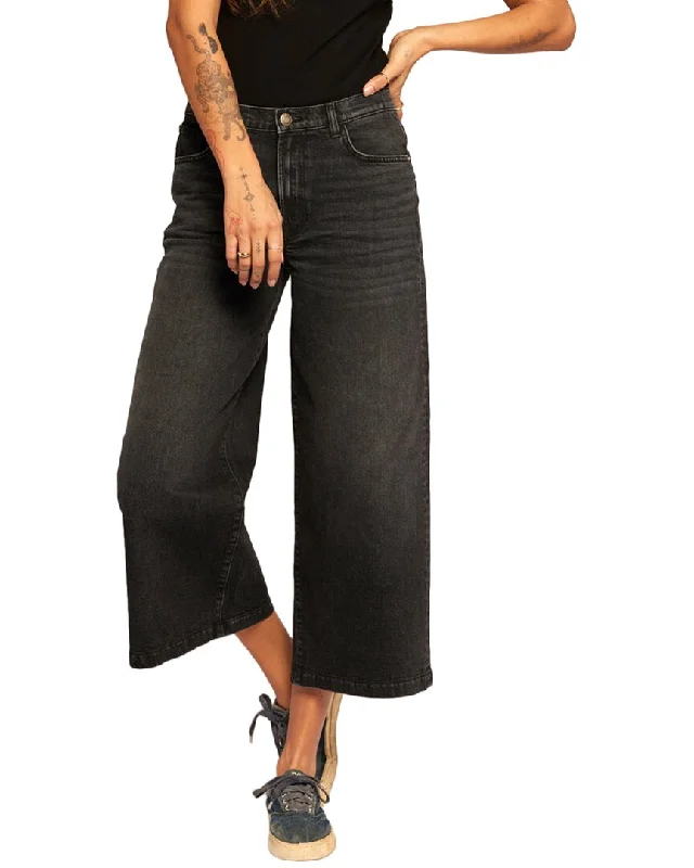 Current/Elliott The Dusty Black Out Crop Wide Leg Jean