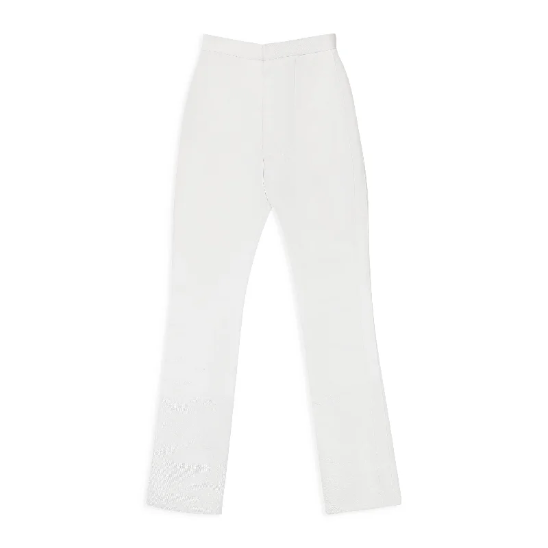 DOUBLE SATIN WHITE WOMEN'S STRAIGHT PANTS