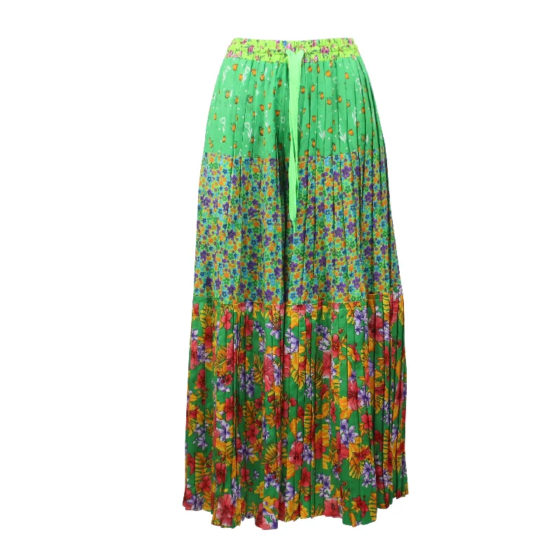 Le Jesus Pleated Pattern Mix Palatzo - Green