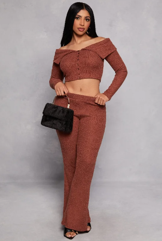 Almost Famous Rib Knit Flared Pants