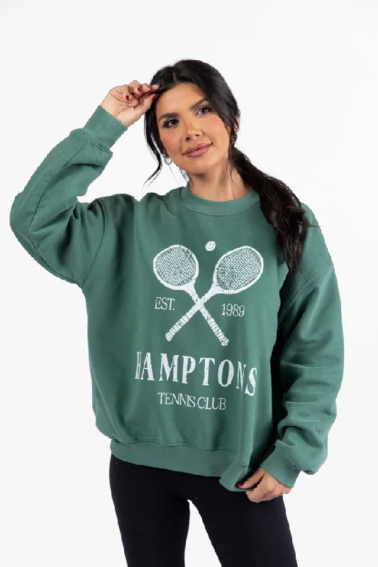 Hamptons Tennis Club Pine Needle Green Graphic Sweatshirt