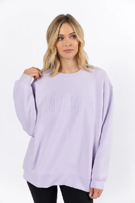 Mama Embossed Logo Orchid Petal Fleece Sweatshirt SALE